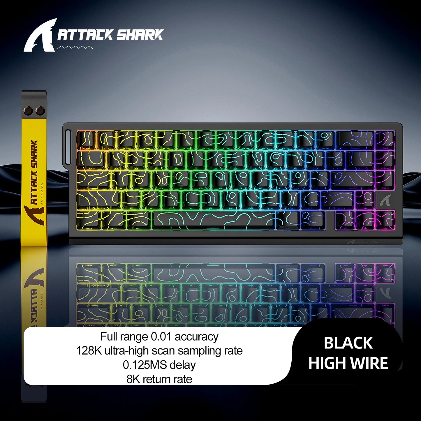ATTACK SHARK X68 HE Rapid Trigger 8KHz Magnetic Keyboard, 0.01mm 60% , RGB, Support RT/Snap Tap/DKS/MT/TGL