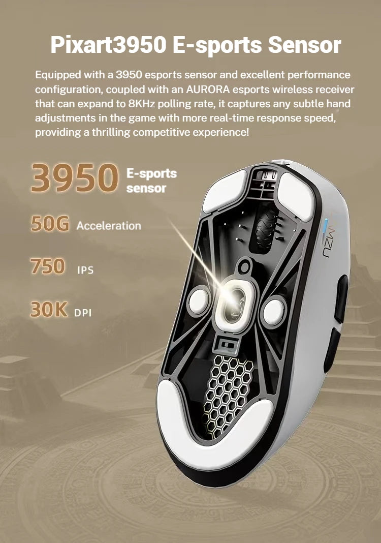 LAMZU Maya X Wirless Gaming Mouse 47g Lightweight Pixart 3950 Nordic 52840 Low Latency E-sports Mouse With 8K Receiver PC Custom