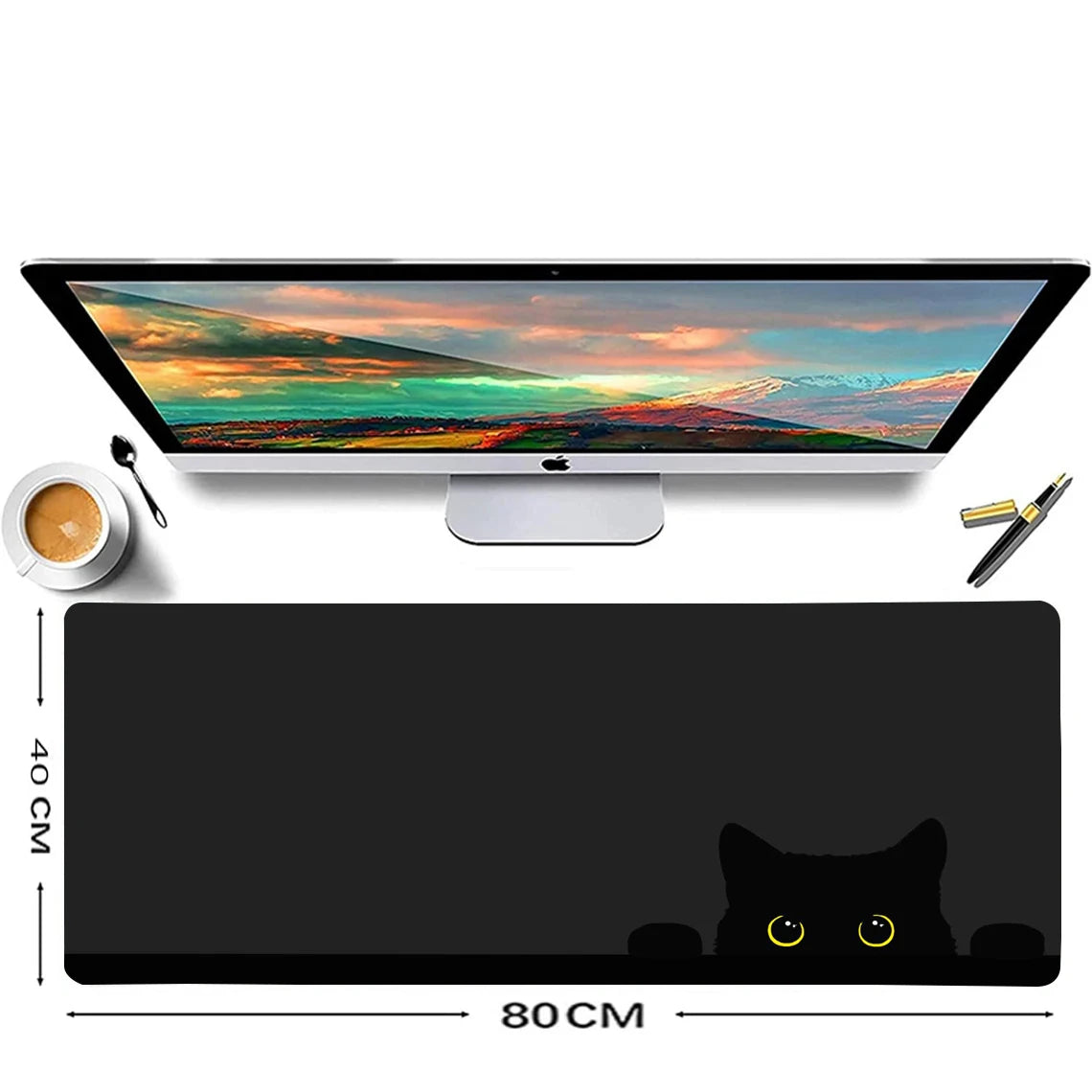 Kawaii Black Kitten Mouse Pad