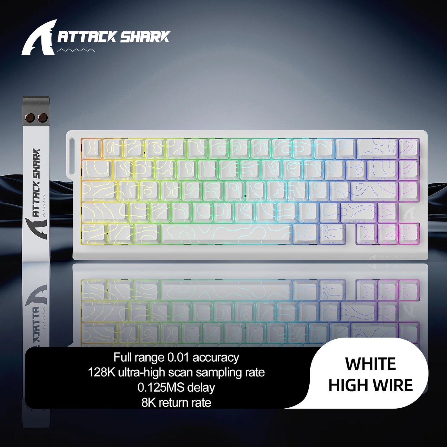 ATTACK SHARK X68 HE Rapid Trigger 8KHz Magnetic Keyboard, 0.01mm 60% , RGB, Support RT/Snap Tap/DKS/MT/TGL