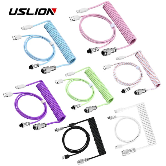 Mechanical Keyboard Coiled Cable USB Type C