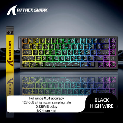 ATTACK SHARK X68 HE Rapid Trigger 8KHz Magnetic Keyboard, 0.01mm 60% , RGB, Support RT/Snap Tap/DKS/MT/TGL