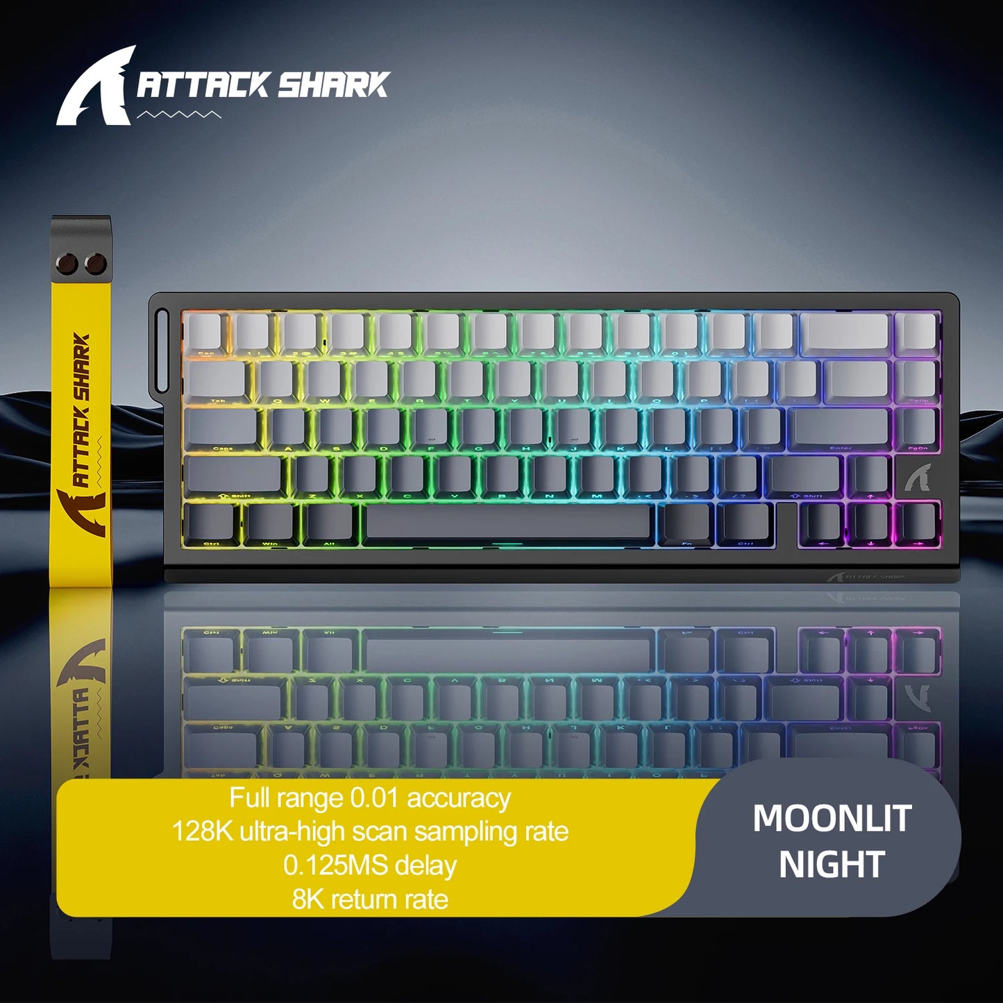 ATTACK SHARK X68 HE Rapid Trigger 8KHz Magnetic Keyboard, 0.01mm 60% , RGB, Support RT/Snap Tap/DKS/MT/TGL