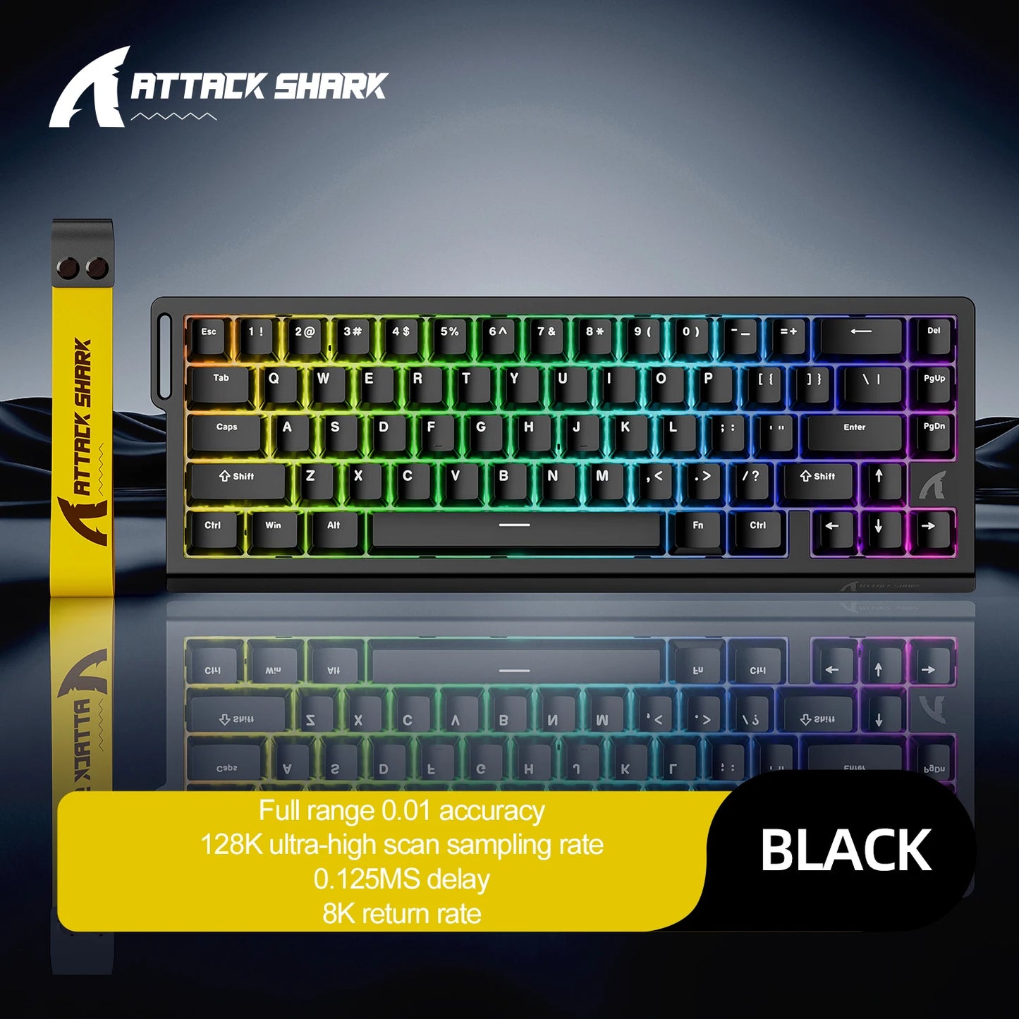 ATTACK SHARK X68 HE Rapid Trigger 8KHz Magnetic Keyboard, 0.01mm 60% , RGB, Support RT/Snap Tap/DKS/MT/TGL
