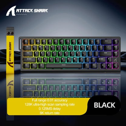 ATTACK SHARK X68 HE Rapid Trigger 8KHz Magnetic Keyboard, 0.01mm 60% , RGB, Support RT/Snap Tap/DKS/MT/TGL