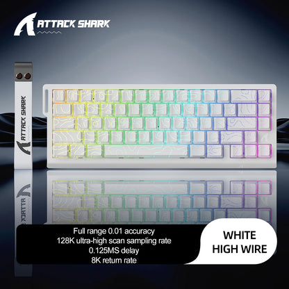 ATTACK SHARK X68 HE Rapid Trigger 8KHz Magnetic Keyboard, 0.01mm 60% , RGB, Support RT/Snap Tap/DKS/MT/TGL