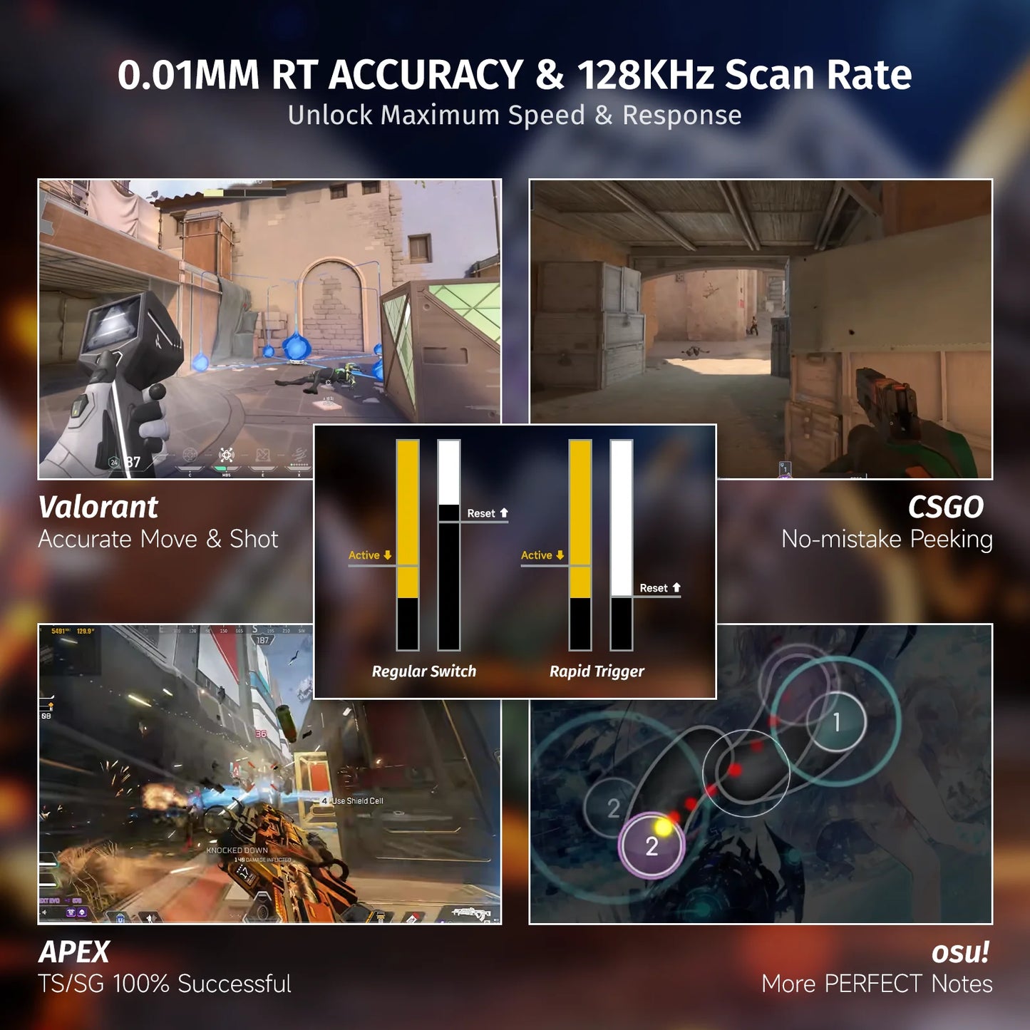 ATTACK SHARK X68 HE Rapid Trigger 8KHz Magnetic Keyboard, 0.01mm 60% , RGB, Support RT/Snap Tap/DKS/MT/TGL
